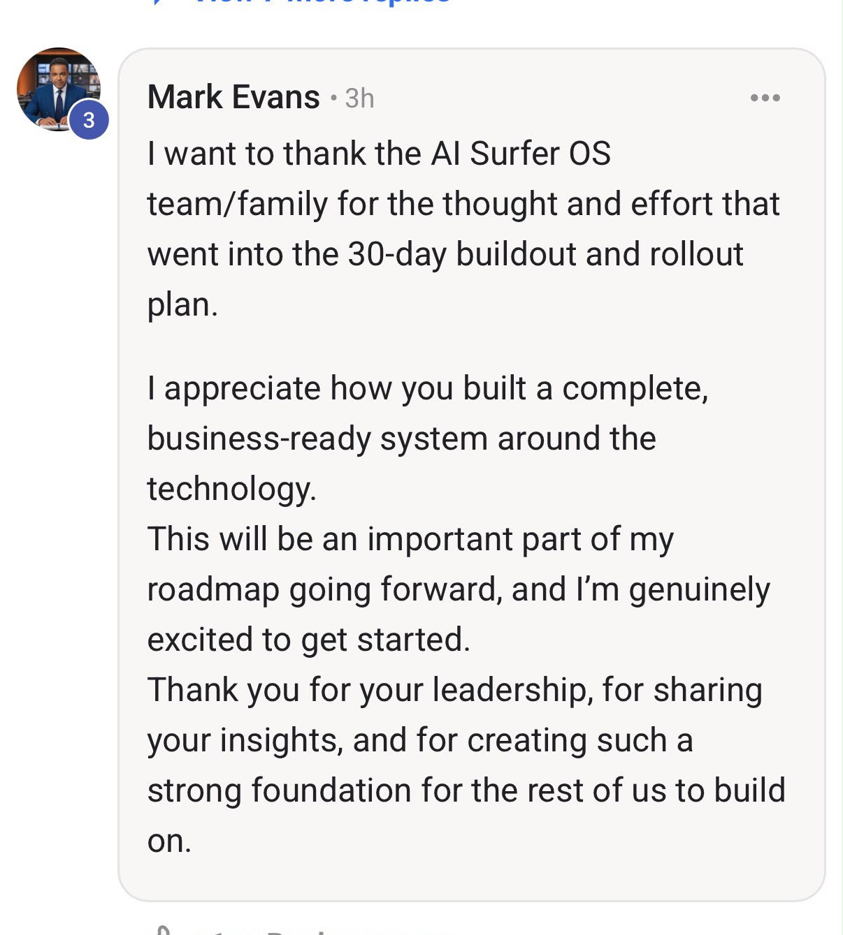 Mark Evans written community testimonial