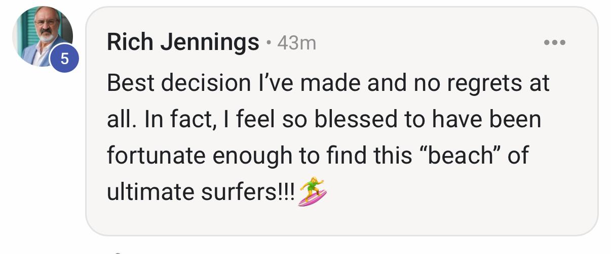 Rich Jennings written community testimonial
