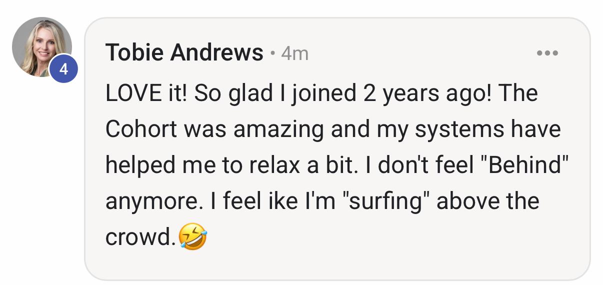 Tobie Andrews written community testimonial